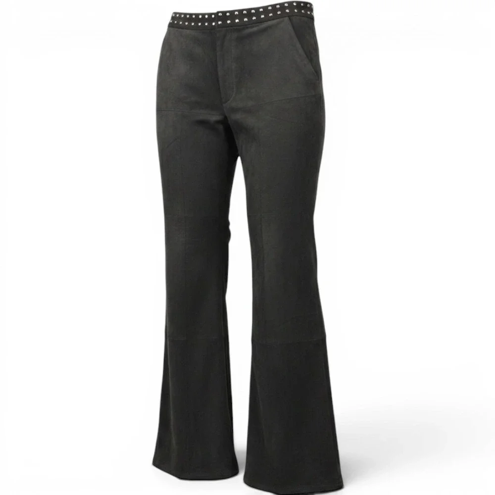 Dear John Faux Suede Studded Wide Leg Pants Womens 32x30 (Tag 30) Black
